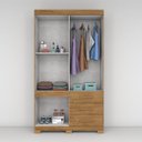 Ver imagem 5 de Guarda-Roupa Solteiro 6 Portas, 3 Gavetas e Pés MDF Safira Plus Marrom/Cinamomo