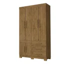 Ver imagem 2 de Guarda-Roupa Solteiro 6 Portas, 3 Gavetas e Pés MDF Safira Plus Marrom/Cinamomo