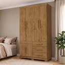 Ver imagem 1 de Guarda-Roupa Solteiro 6 Portas, 3 Gavetas e Pés MDF Safira Plus Marrom/Cinamomo