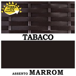 Conjunto de 2 Poltronas e Namoradeira Assento Estofado e Mesa Navegantes Fibra Sintética - Marrom Ta - 4