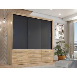 Guarda Roupa Casal Capri 3 Portas Correr 9 Gavetas - 2