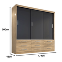 Ver imagem 4 de Guarda-Roupa Casal 3 Portas Correr 9 Gavetas Capri