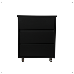 Mesa de Cabeceira para Apoio com 3 Gavetas Decorativo Rodizio em Gel de Chão 40x45x30cm Preto - 1