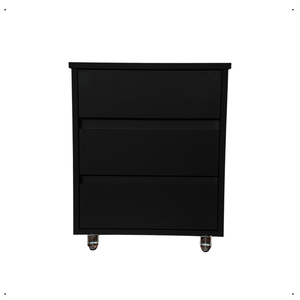 Mesa de Cabeceira para Apoio com 3 Gavetas Decorativo Rodizio em Gel de Chão 40x45x30cm Preto