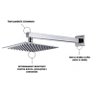 Ducha Chuveiro Quadrado 20x20 Slim Inox Piscina + Braço 40cm - 2