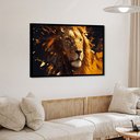 Ver imagem 1 de Quadro Decorativo Leão Dourado - 50x70cm:moldura Preta