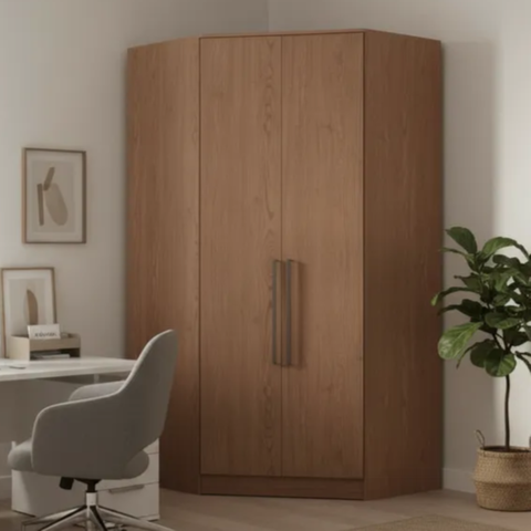 Guarda-Roupa Canto Closet com 2 Portas e 2 Gavetas MDF Requinte+ Marrom/Macadânia