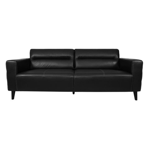 Sofá de Couro Belmont 3 Lugares Preto