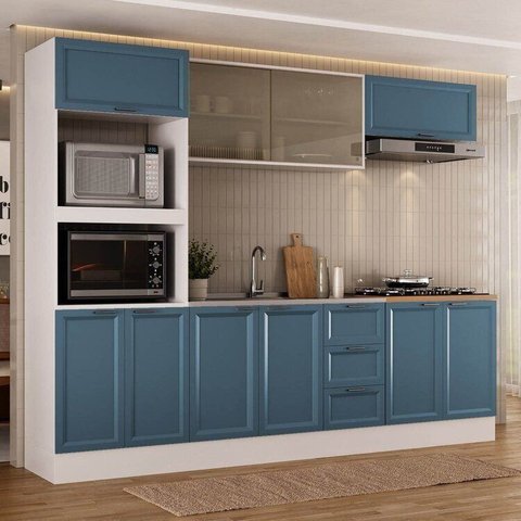 Cozinha Compacta 5 Peças 1 Paneleiro Torre Quente 2 Aéreos 2 Balcões Soho CabeCasa MadeiraOriginals 