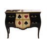 Cômoda Preta com Desenho de Naipes com 2 Gavetas com Mármore - 91x112x49cm Prime Home Decor 37998 - 1