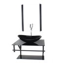 Ver imagem 1 de GABINETE DE VIDRO PARA BANHEIRO 60CM AP CUBA OVAL PRETO FULL COM TORNEIRA CROMADA