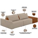Ver imagem 4 de Sofá Ilha Modular para Sala 232cm com Puff Dublin K01 Linho Bege Sintético Caramelo - Lyam Decor