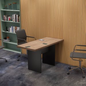 Mesa de Reunião Start Ameixa Negro com Preto 40mm de Espessura 1,35m X 0,60cm Atacadao Dos Moveis
