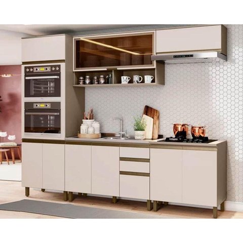 Cozinha Modulada Henn Connect 6 Peças (2 Aéreos+2balcões+1paneleiro+1complemento) Cpt96 Duna/