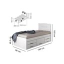 Ver imagem 2 de Cama Solteiro Júlia 5 Gavetas Multifuncional Branco - Conquista