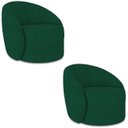 Ver imagem 2 de Poltrona Sala Decorativa Redonda Kit 2 Steve Boucle Verde I01 - Mpozenato