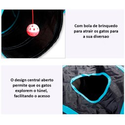 Túnel Diversão Pet Cachorro Cão e Gatos Colorido 140 cm x 25 cm Genuinos Túnel de Diversão Pet - 2