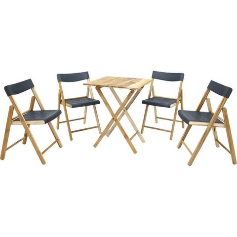 Conjunto 5 Peças Mesa e Cadeiras Dobráveis Potenza Preto - Tramontina