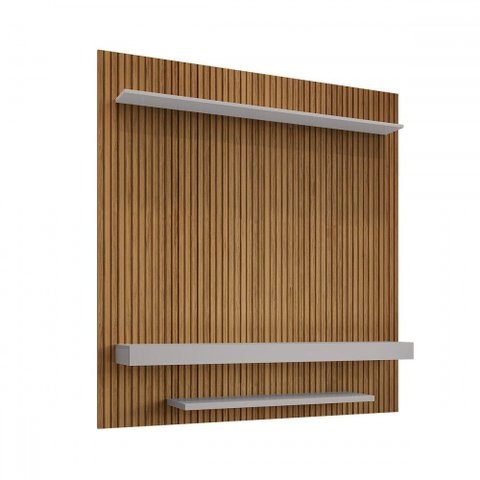 Painel para Tv até 60 Polegadas Mianmar 2 Prateleiras Ripado 3d Cinamomo/off White - Pnr Móveis