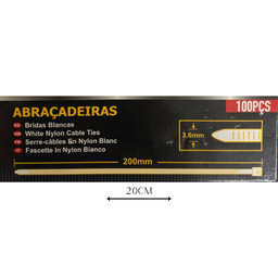 Abraçadeira Nylon Enforca 3,6 X 200mm Kit C/ 100 Lacre Plástico Fixadora Fita Hellerman 20cm Branca - 4