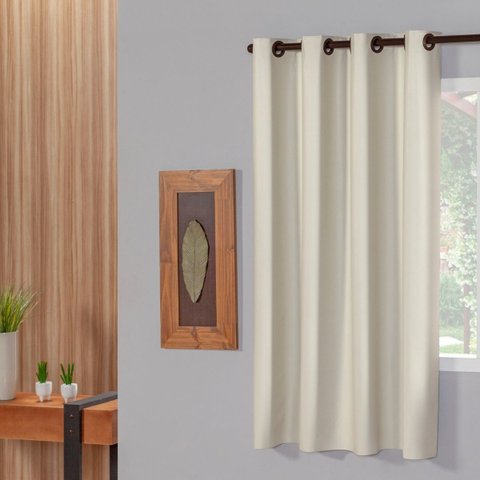 Cortina Blackout 1,10 X 1,30 Folha Unica Ilhos para Provador Corta Luz Cor Palha