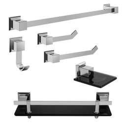 Kit de Acessórios para Banheiro 6 Peças Premium PR4000 Ducon Metais Cromado - 1