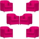 Ver imagem 1 de Kit 6 Poltronas Decorativa para Sala Recepção Manicure Cadeira Mila Material Sintético Pés Cromado