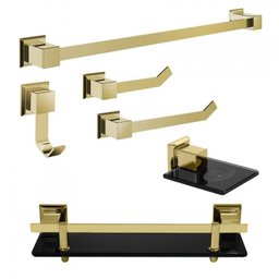 Kit de Acessórios para Banheiro 6 Peças GO5000 Ducon Metais Amarelo/Gold - 1