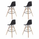 Ver imagem 1 de 4 Banquetas Com Encosto Alto Base Madeira Wood Preto