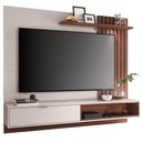 Ver imagem 2 de Painel Bancada Suspensa Para TV até 65 Pol. 180cm Ripado Palmas C05 Off White/Nogueira - Mpozenato