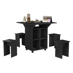 Mesa Dobrável Annie com Bancos - Preta - 2