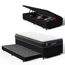 Ver imagem 1 de Cama Box Baú com Colchão Gazin de Espuma D28 Pillow Top Ortoblack + Auxiliar de Espuma Solteiro