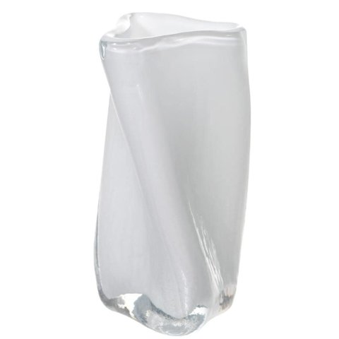 Vaso Decorativo Vidro Torcido Branco 20cm