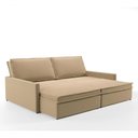 Ver imagem 6 de Sofá-Cama Retrátil Túnísia 4 Lugares e Reclinável 214cm Bege Suede