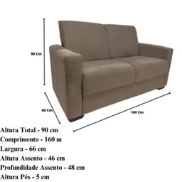Sofá Estofado 2 Lugares Sala Estar Recepção Raíssa Suede Capuccino - 3