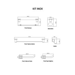 Kit de Acessórios para Banheiro 6 Peças Premium PR4001 Ducon Metais Cinza/Cromado - 8