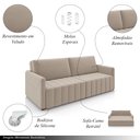 Ver imagem 3 de Sofá-cama Decorativo Retrátil Thanos 2 Lugares 192cm Veludo Bege G45 - Gran Belo