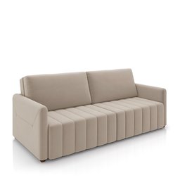 Sofá-cama Decorativo Retrátil Thanos 2 Lugares 192cm Veludo Bege G45 - Gran Belo - 1