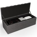 Ver imagem 4 de Kit Cabeceira Cama Box Queen 160cm Calçadeira Baú Dália W01 Linho Cinza Escuro - Lyam
