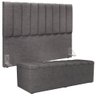 Kit Cabeceira Cama Box Queen 160cm Calçadeira Baú Dália W01 Linho Cinza Escuro - Lyam - 1