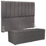 Kit Cabeceira Cama Box Queen 160cm Calçadeira Baú Dália W01 Linho Cinza Escuro - Lyam - 1