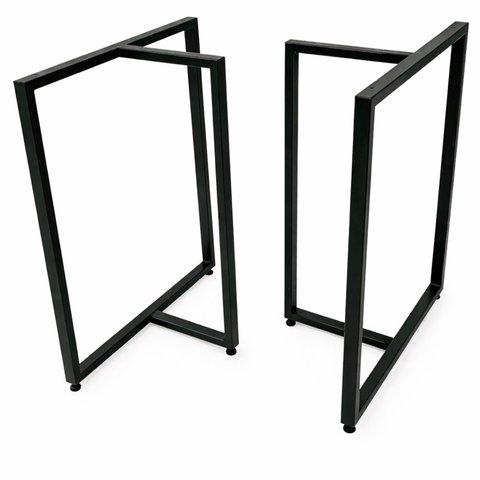 Pes de Mesa Estilo Industrial Modelo T 75x60cm Kit c/2un - Preto