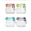 Ver imagem 1 de Conjunto Kit com 4 Potes de Vidro Vedação Hermetico 520ml Colorido