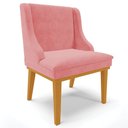Ver mais imagens de Kit 5 Cadeiras Decorativas Sala de Jantar Base Fixa de Madeira Firenze Suede Rose/Castanho G19 - Gra