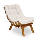 Ver imagem 1 de Poltrona Decorativa Costela Base Madeira Linho Crú