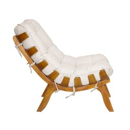 Poltrona Decorativa Costela Base Madeira Linho Crú - 3