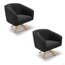 Ver imagem 1 de Cadeira Sala de Jantar Giratória Ma30 Kit 2 Stella Suede D03 - D'Rossi Cor Preto