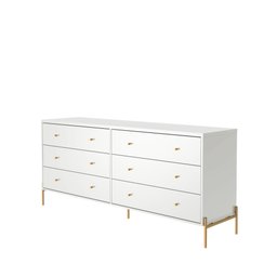 Cômoda 6 Gavetas Jasper 182 Cm - Branco C/ Dourado - 2