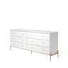 Cômoda 6 Gavetas Jasper 182 Cm - Branco C/ Dourado - 2
