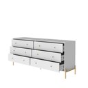 Ver imagem 3 de Cômoda c/ 6 Gavetas Jasper 182 cm - Branco c/ Dourado